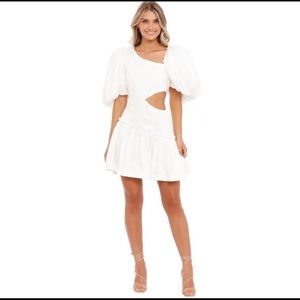 Aje Chateau Puff Sleeve Mini Dress White Size 6 AU and size 2